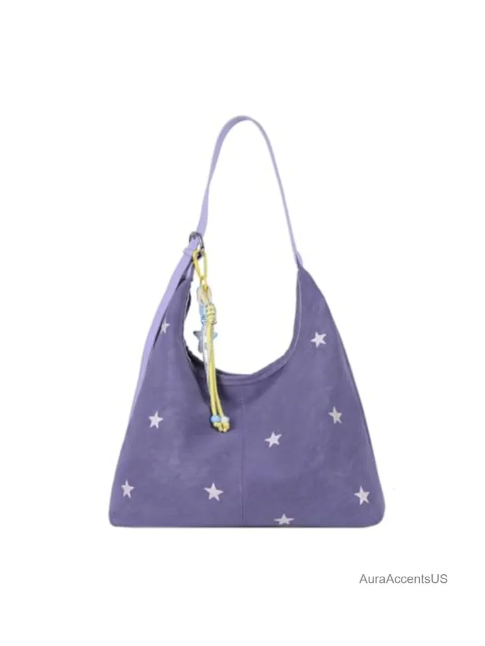 Soft Faux Leather Hobo Shoulder Crossbody Bag Star Embroidered Slouchy Y2k Tote